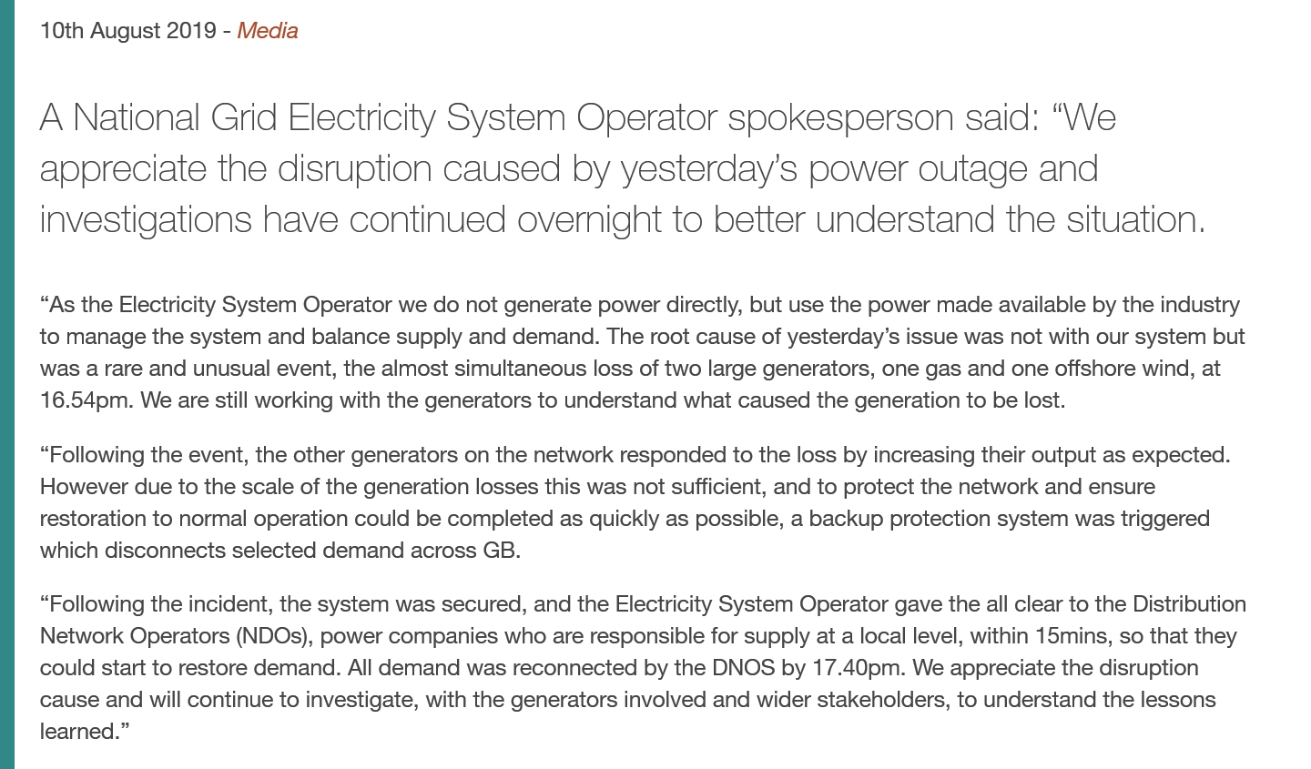 August 2019 blackout