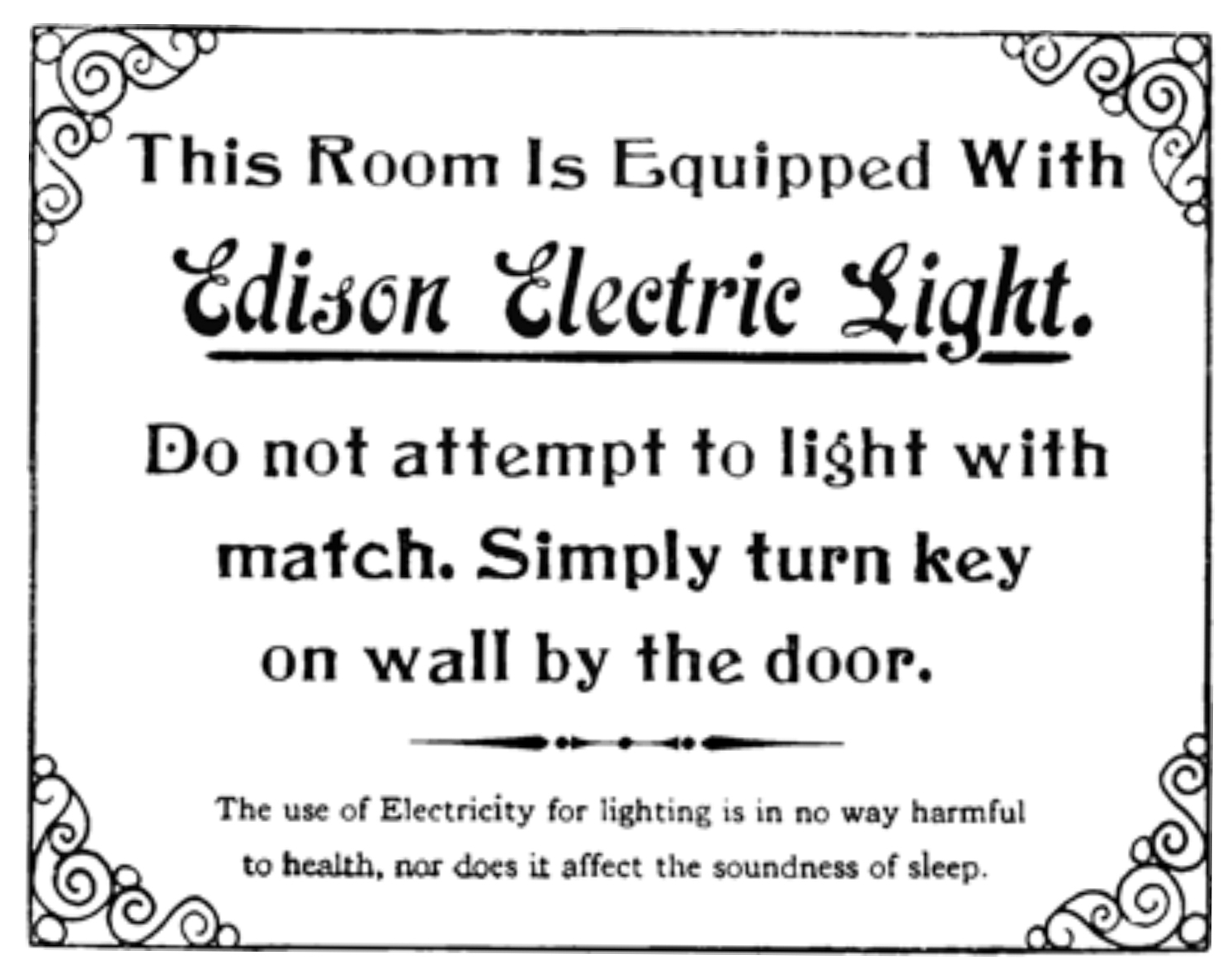 early electric light warning sign