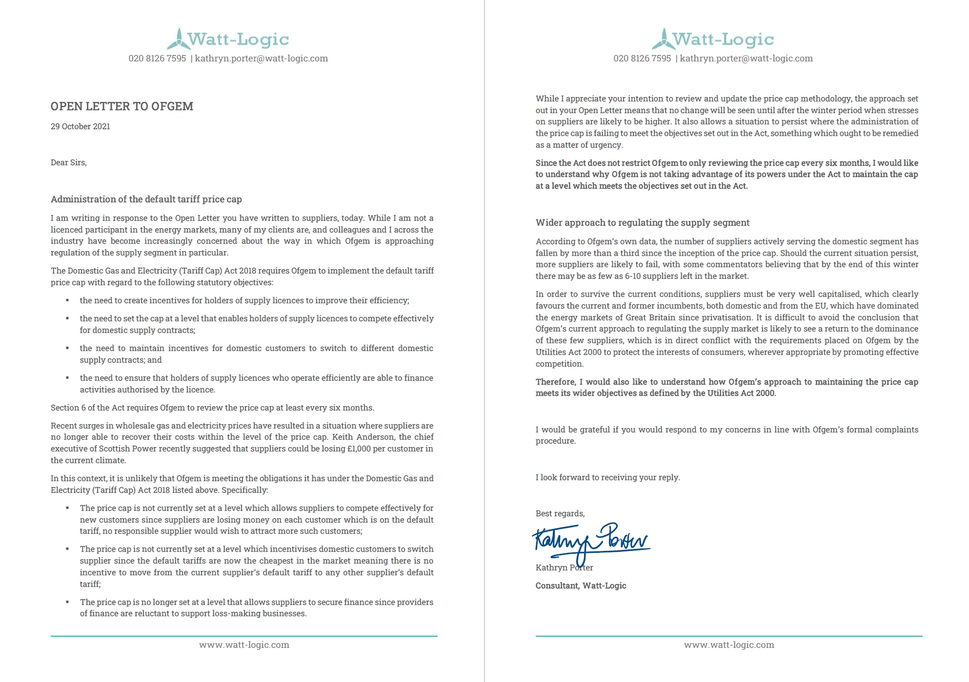 open letter to Ofgem