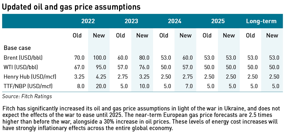 Fitch energy price assumptions
