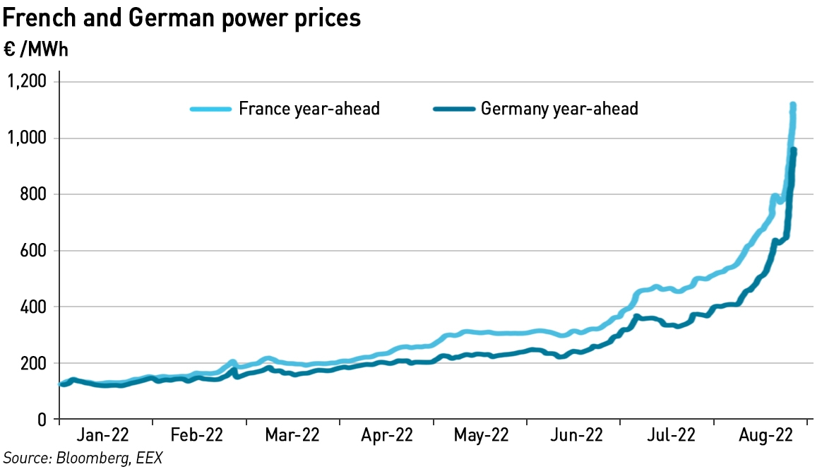French and German electricity prices
