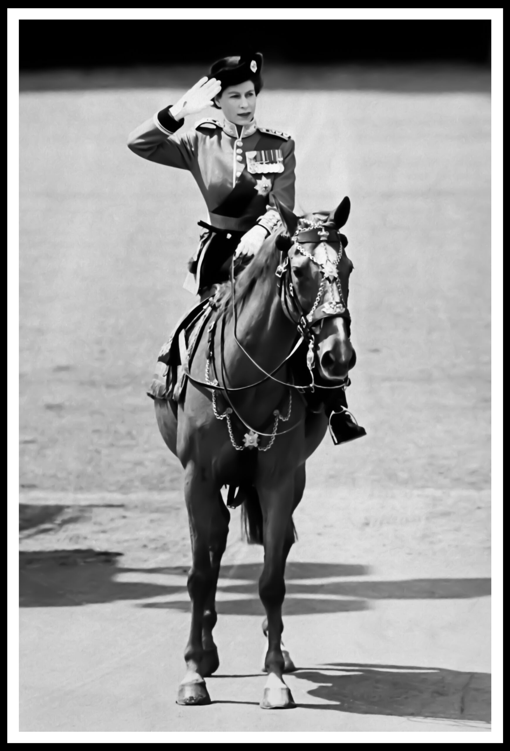 Queen Elizabeth II at her first Trouping the Colour as Queen