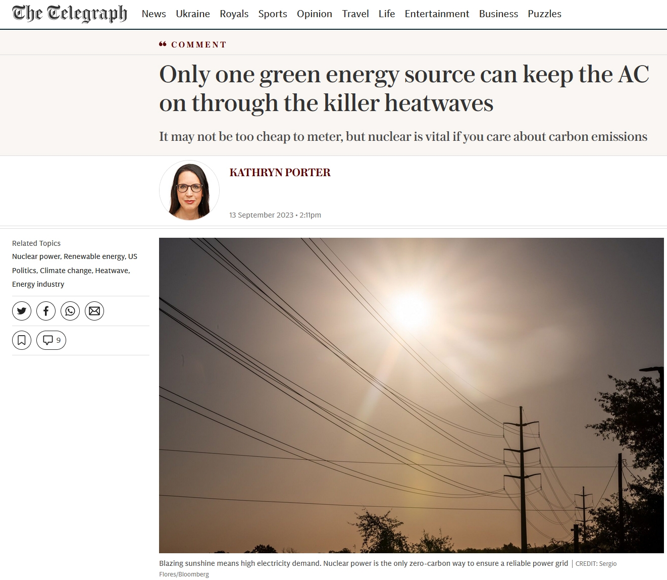 Telegraph nuclear article
