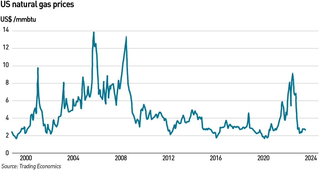 US long term natural gas prices