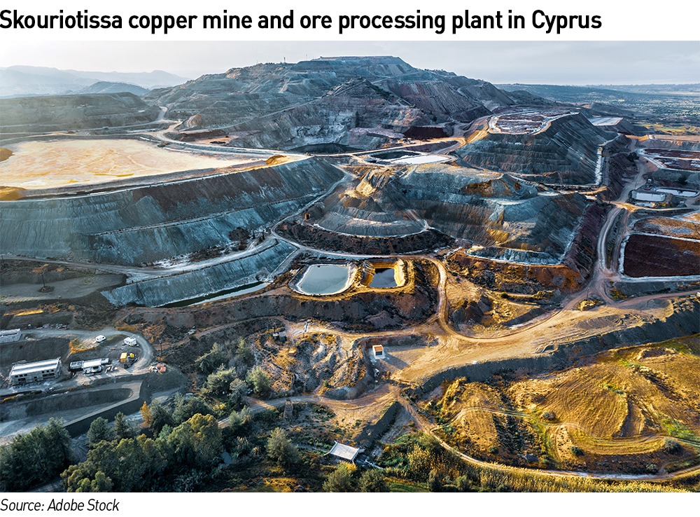 copper mine and ore processing plant in Skouriotissa, Cyprus