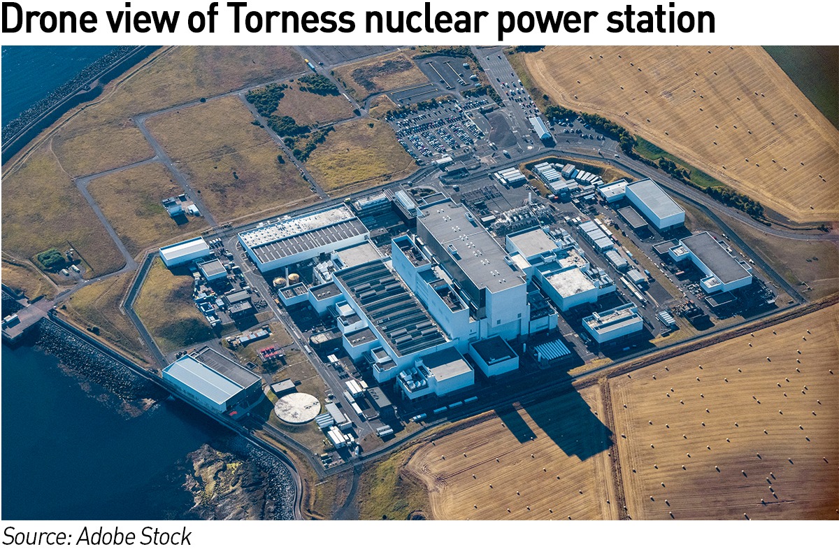 Drone shot of Torness Nuclear Power Station