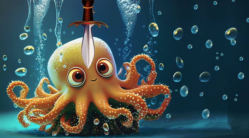 octopus and kraken swim in murky waters